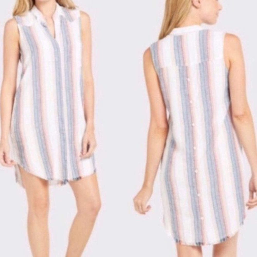 Cloth & Stone Sunburst Fray Button Down Dress Size XS